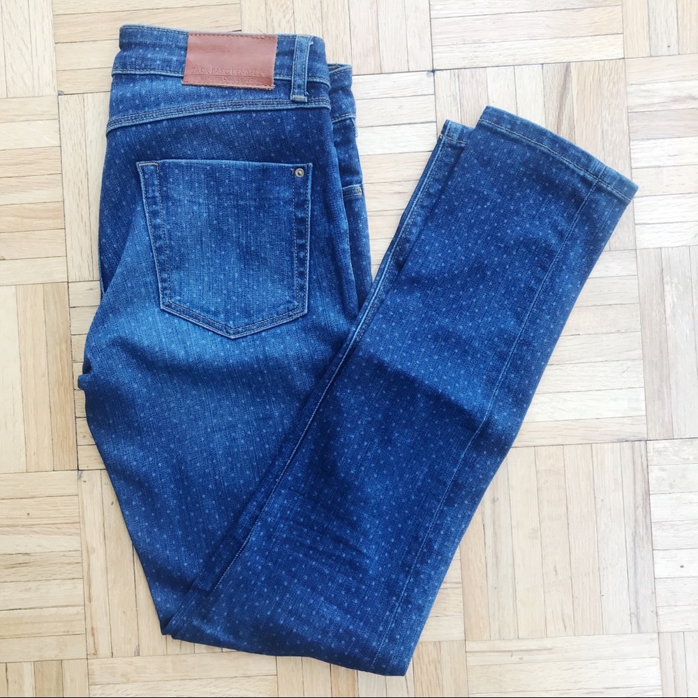 ZARA Basic Denim Polka Dot Jeans